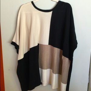 August Silk color block tunic sweater